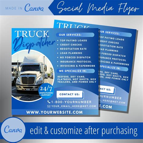 Truck Dispatcher Flyer Template Trucking Dispatchers Service Etsy