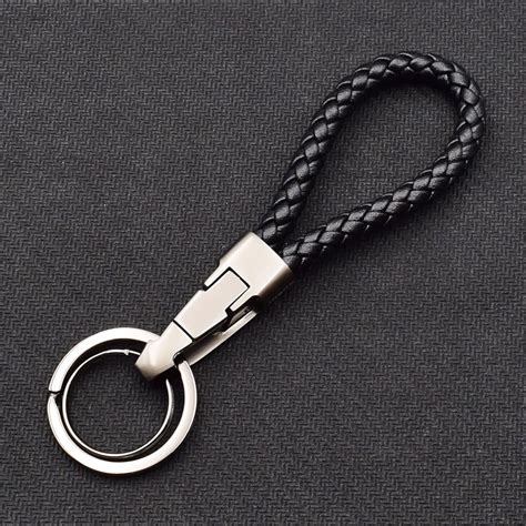 Atoabbi Genuine Leather Car Key Chain Zinc Alloy Key Ring Leather Rope