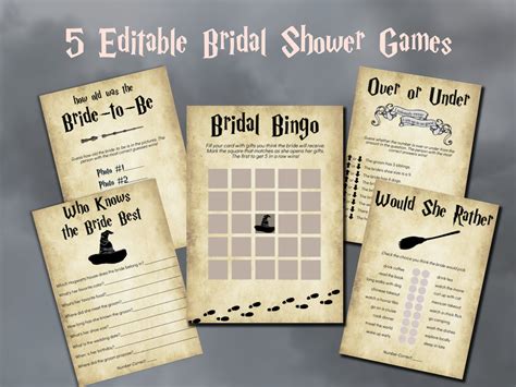 Printable Harry Potter Bridal Shower Games Instant Download Bridal Shower Party Games Harry