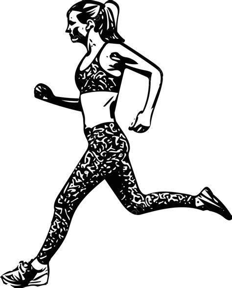 Drawing Of Running Woman Silhouette Run Marathon Start Vector Run
