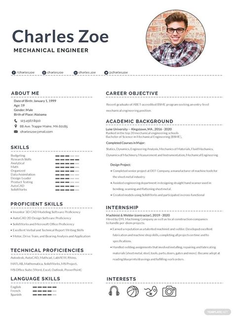 The cv template is a. Free Mechanical Engineer Fresher Resume in 2020 ...