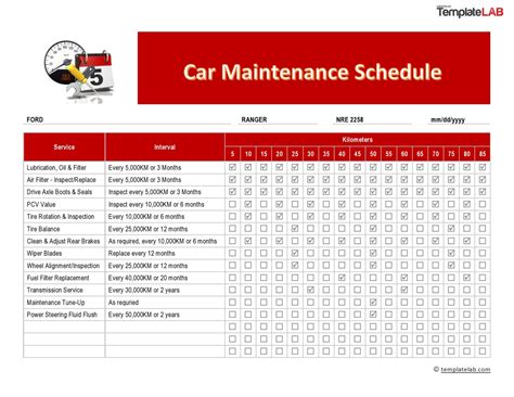 Car Maintenance Plan Vs Service Plan Vehicle Maintenance Log Templates