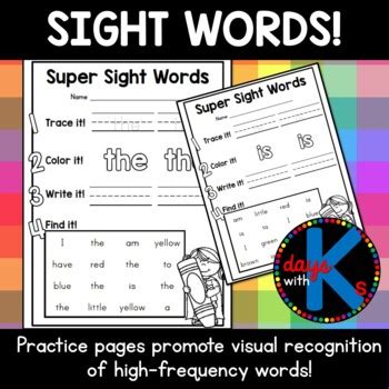 Kindergarten sight word pra... by Amy Ginn | Teachers Pay Teachers