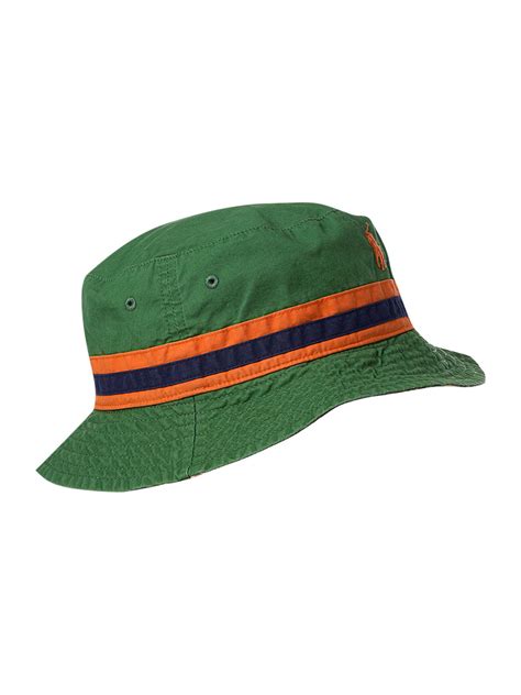 Polo Ralph Lauren Reversible Bucket Hat In Gray For Men Green Lyst