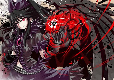 Touhou Wings Red Eyes Anime Reiuji Utsuho Anime Girls Black