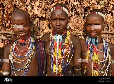 Girls Of The Arbore Tribe In The Lower Omo Valley Of Ethiopia Stock