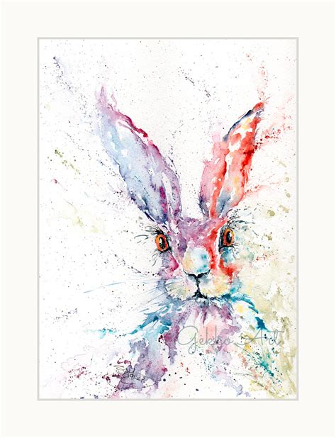 Hare Watercolour Art Print Painting Wall Art Hare Painting Etsy