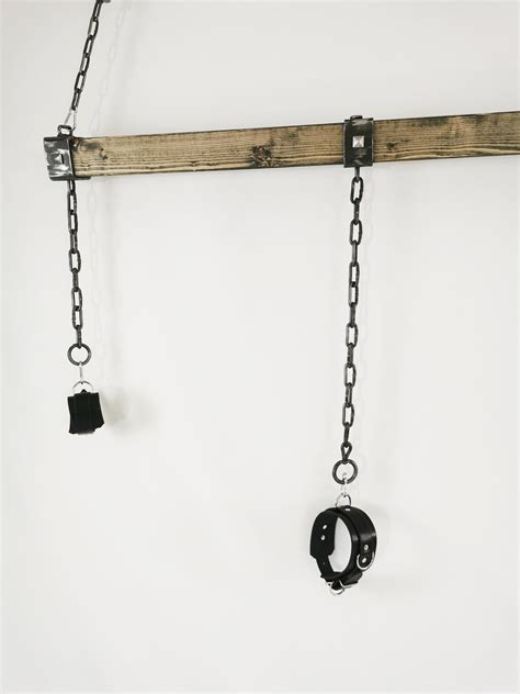 Metal Bdsm Spreader Wooden Bar With Leather Handcuffs And Etsy