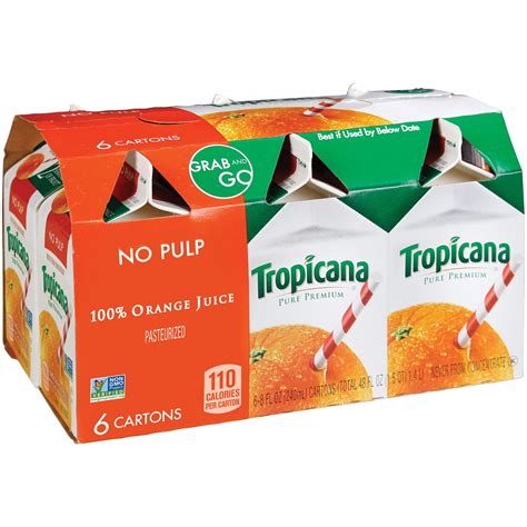 Tropicana Pure Premium No Pulp 100 Orange Juice 8 Fl Oz 6 Count