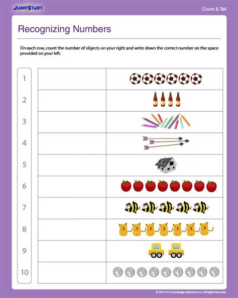 Recognizing Numbers Free Math Worksheet For Preschool Preschool