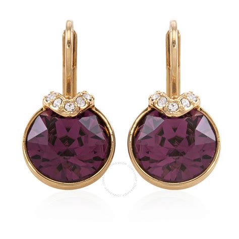 Swarovski Bella V Pierced Earrings Purple Gold Tone Plated 5509404 9009655094045 Jewelry