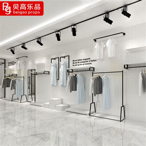Clothing Store Display Rack On The Wall Hanging Clothes Rack Men And