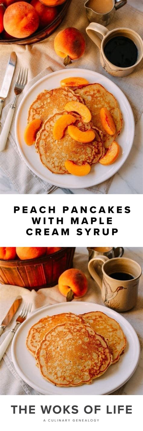 Peach Pancakes With Maple Cream Syrup Recipe Peach Pancakes Peach