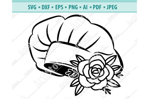 Chef's Hat SVG file, Chef's Hat with Flowers Png ,Dxf, Eps (548622