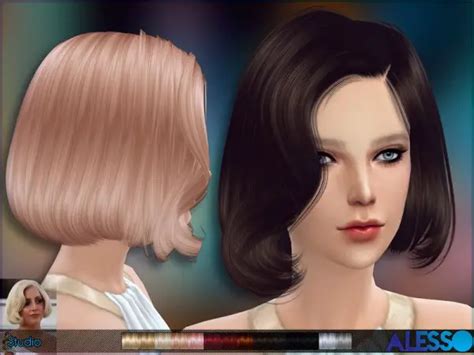 Sims 4 Hairs The Sims Resource Studio Retro Bob Hairstyle By Alesso