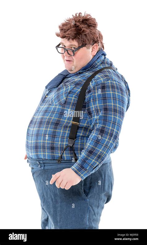Overweight Obese Country Yokel On White Background Stock Photo Alamy