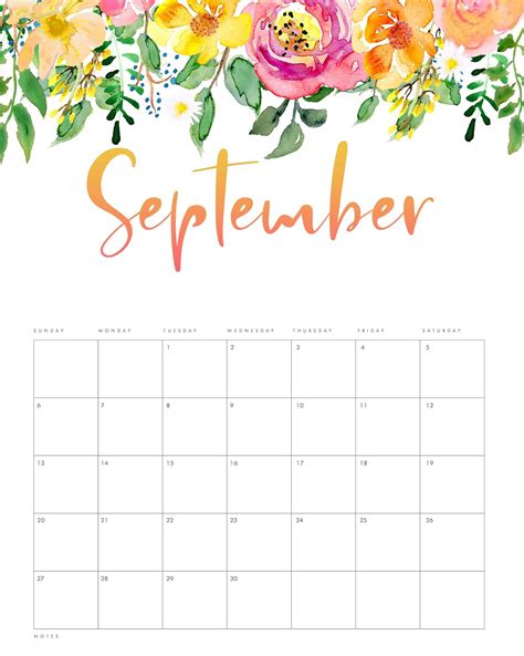 September 2022 Cute Calendar Free Calendar Template Printable