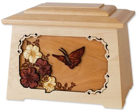 Butterfly Solid Wood Cremation Urn Memorial Urns