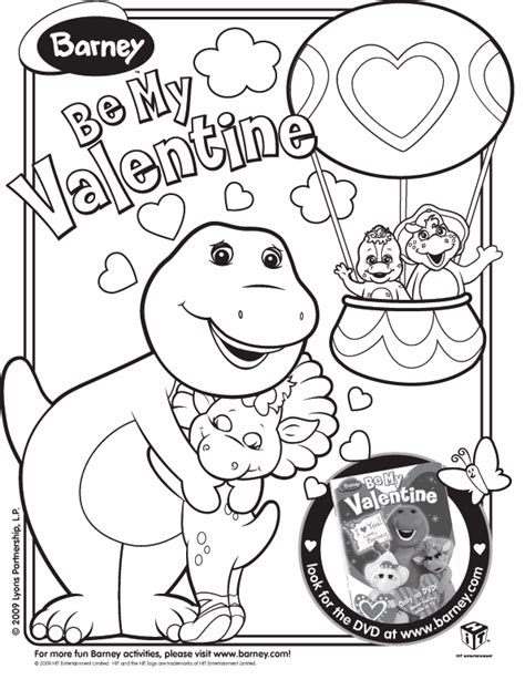 Image Barney Be My Valentine Colouring Page Barney Wiki