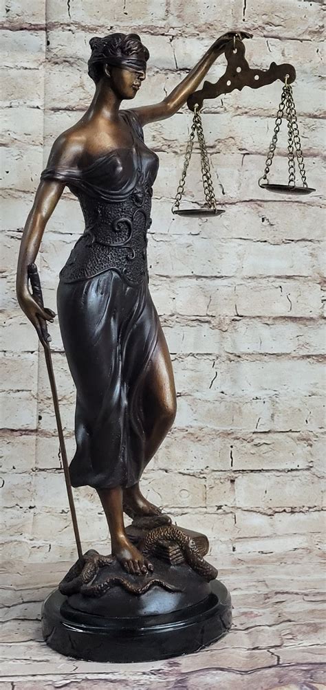 Large 19 Heavy Solid Bronze Lady Blind Justice Statue Lawyers Themis