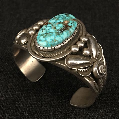 Native American Silver And Turquoise Bracelet Mahakala Fine Arts