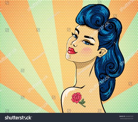 Pinup Girl Tattoo Illustration Stock Vector Royalty Free 324367223