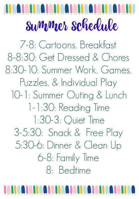 Summer Schedule For Kids Free Printable The Chirping Moms Kids