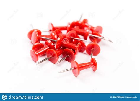 Push Red Pins Isolated On White Background Stock Image Image Of