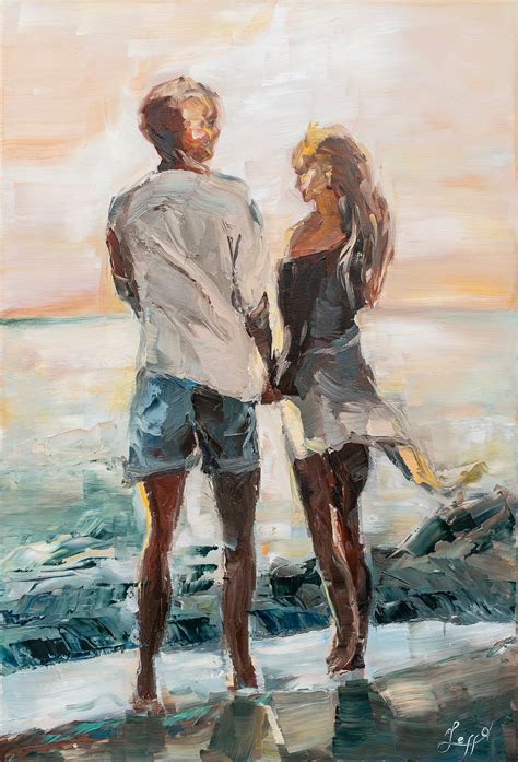 Romantic Couple Painting Sunset Beach Original Art California Etsy