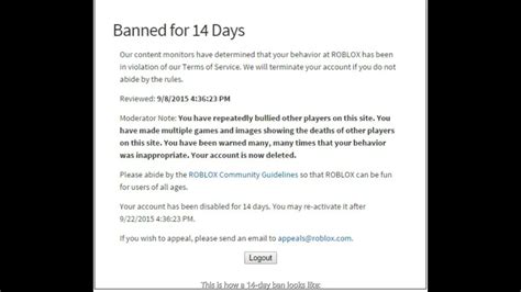 How To Make A 14 Day Ban In Roblox New Youtube
