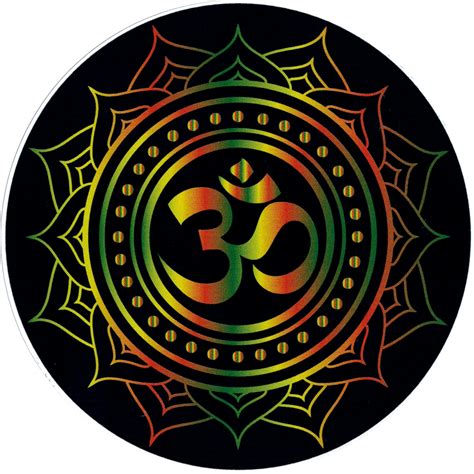 Om Symbol With Lotus Rasta Colors On Black Bumper Sticker Decal