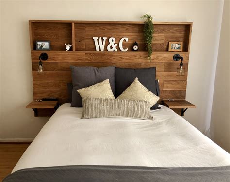 Diy Wooden Headboard With Shelves Headboard With Shelves Bedroom