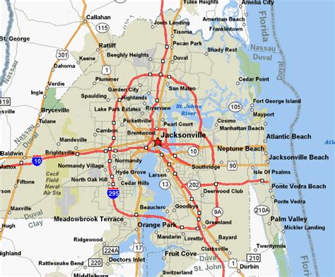 maps of dallas: Map of Jacksonville FL