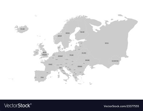 Political Map Of Europe Continent In Grey With Vector Image