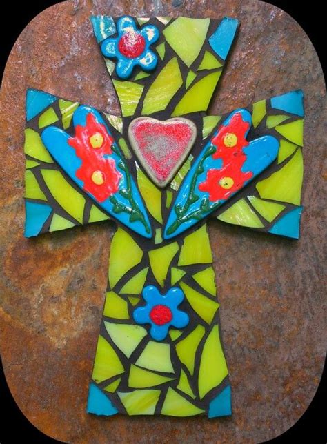 Mosaic Cross By Prayingmantis Mosaicmagik Mosaic Rocks Mosaic Crosses