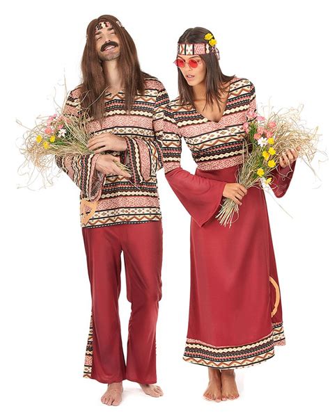 Déguisement De Couple Hippie Bordeaux Adultes In 2020 Hippie Costume