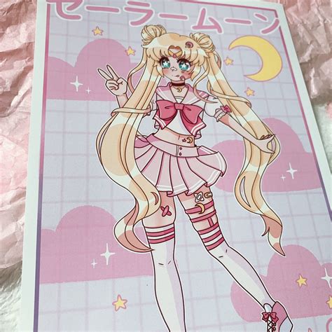 Kawaii Pastel Pink Aesthetic Sailor Moon Art Print Etsy