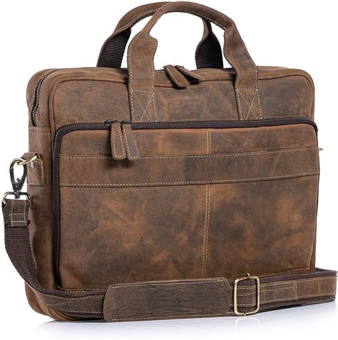 Leather Briefcase 18 Inch Laptop Messenger Bags For Men And Women Best Office School College