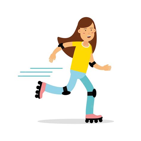 Premium Vector Active Girl Roller Skating Cartoon Character Kids