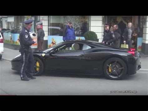 Whether the guy that called the police after spotting a grey ferrari 458 speeding on the m40 near bicester, oxfordshire, uk was jealous or not, he was right. Ferrari 458 stopped by the Police in Vienna - YouTube
