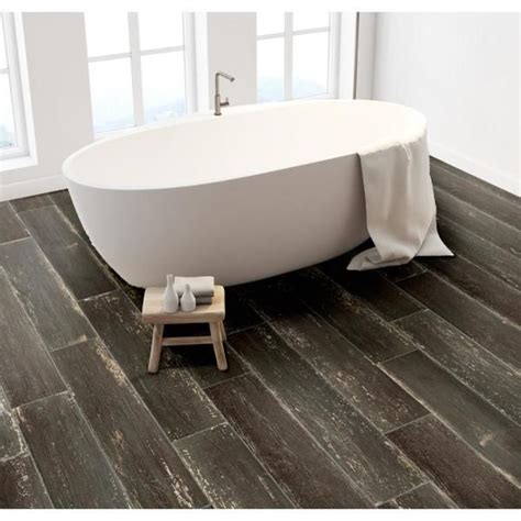 Florida Tile Home Collection Ember Ebony Wood 8 In X 36 In Porcelain