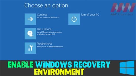 How To Enable Windows Recovery Environment On Windows Youtube