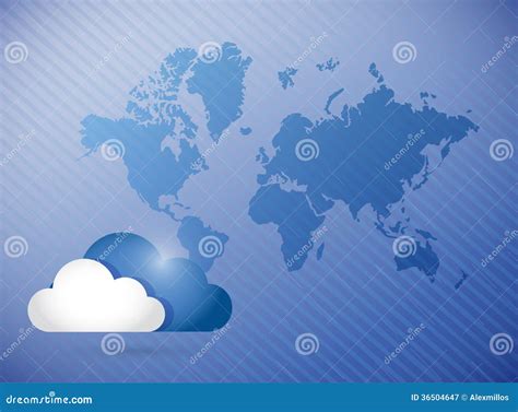 Cloud Computing World Map Concept Illustration Stock Illustration