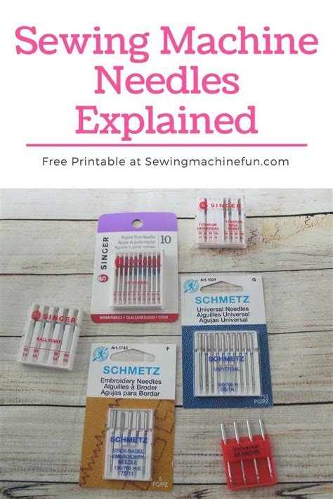 Sewing Machine Needle Sizes And Types Guide Printable Chart Sewing