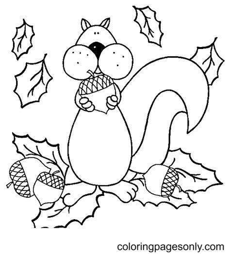 Funny Cartoon Squirrel Coloring Page Free Printable Coloring Pages