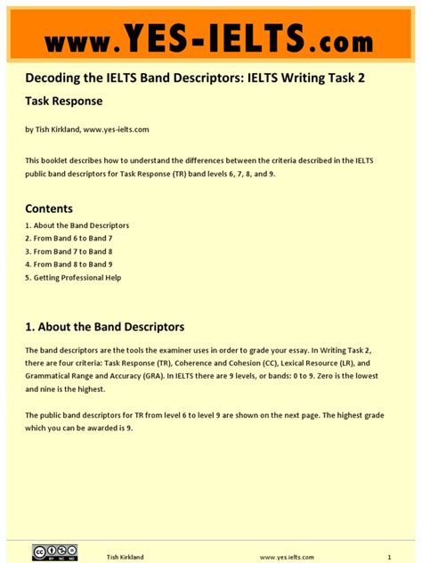 Yes Ielts Decoding The Ielts Band Descriptors Writing Task 2 Task