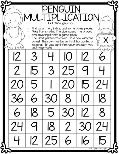 Penguin Multiplication Worksheet