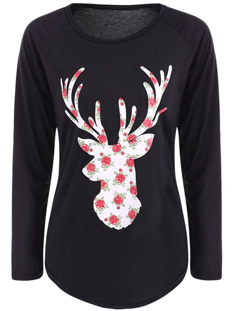 [56% OFF] Christmas Cute Long Sleeve Graphic T-Shirt | Rosegal