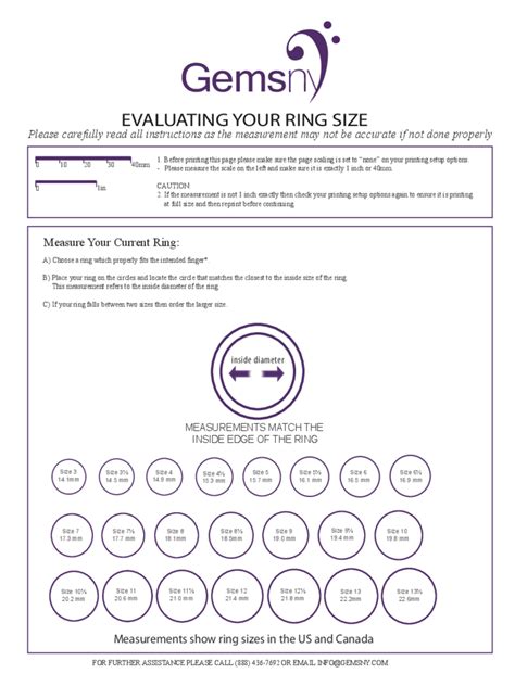 Ring Size Chart To Scale Online