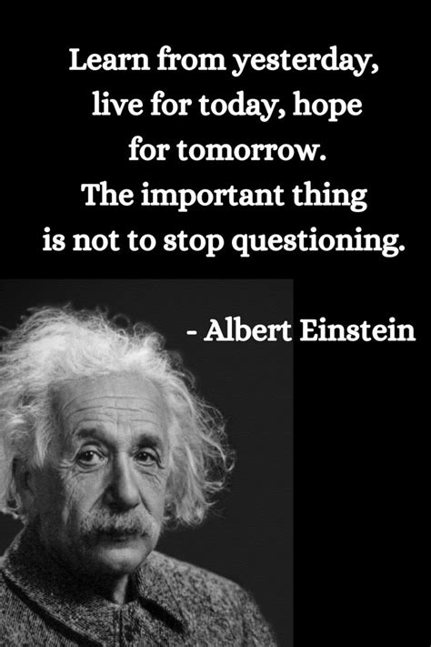 Albert Einstein Quote With Black And White Photo In Front Of The Words
